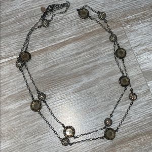 Lia Sophia necklace smoke crystal and CZ spheres